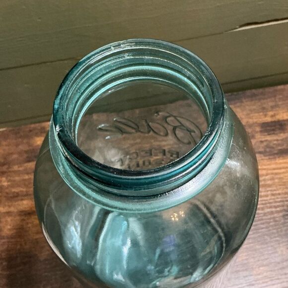 Antique Blue Mason Jar | 9.5” Tall | Rustic Farmhouse Decor - Picture 5 of 6